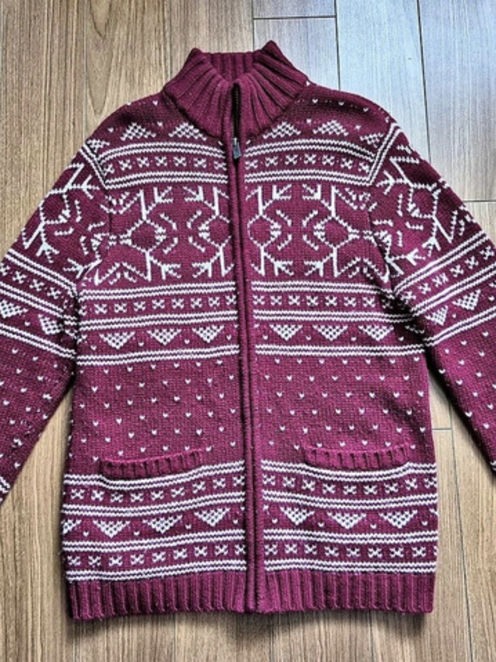 Hudson North Fair Isle Full Zip Nordic Inspired Cardigan Sweater